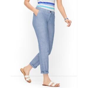 Talbots Girlfriend Chino Size 8 Chambray Blue Cotton Casual Pants